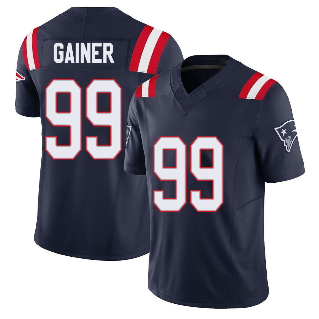 New England #99 Gainer Player Football V Neck Short Sleeve Navy Jersey Amari For Men Youth Women Gift