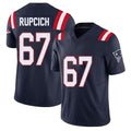 New England #67 Rupcich Player Football V Neck Short Sleeve Navy Jersey Andrew For Men Youth Women Gift