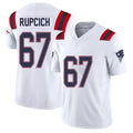 New England #67 Rupcich Player Football V Neck Short Sleeve White Jersey Andrew For Men Youth Women Gift