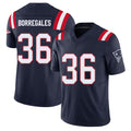 New England #36 Borregales Player Football V Neck Short Sleeve Navy Jersey Andy For Men Youth Women Gift