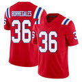 New England #36 Borregales Player Football V Neck Short Sleeve Red Jersey Andy For Men Youth Women Gift