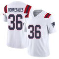 New England #36 Borregales Player Football V Neck Short Sleeve White Jersey Andy For Men Youth Women Gift