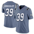 New England #39 Crossley Player Football V Neck Short Sleeve Blue Jersey Brandon For Men Youth Women Gift