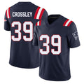 New England #39 Crossley Player Football V Neck Short Sleeve Navy Jersey Brandon For Men Youth Women Gift
