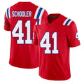 New England #41 Schooler Player Football V Neck Short Sleeve Red Jersey Brenden For Men Youth Women Gift