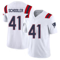 New England #41 Schooler Player Football V Neck Short Sleeve White Jersey Brenden For Men Youth Women Gift
