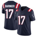 New England #17 Baringer Player Football V Neck Short Sleeve Navy Jersey Bryce For Men Youth Women Gift
