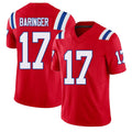 New England #17 Baringer Player Football V Neck Short Sleeve Red Jersey Bryce For Men Youth Women Gift