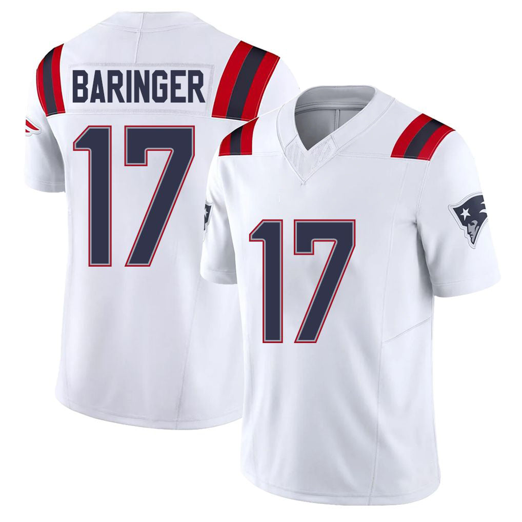 New England #17 Baringer Player Football V Neck Short Sleeve White Jersey Bryce For Men Youth Women Gift
