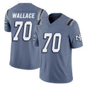 New England #70 Wallace Player Football V Neck Short Sleeve Blue Jersey Caedan For Men Youth Women Gift