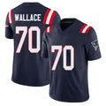 New England #70 Wallace Player Football V Neck Short Sleeve Navy Jersey Caedan For Men Youth Women Gift