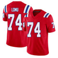 New England #74 Lomu Player Football V Neck Short Sleeve Red Jersey Caleb For Men Youth Women Gift