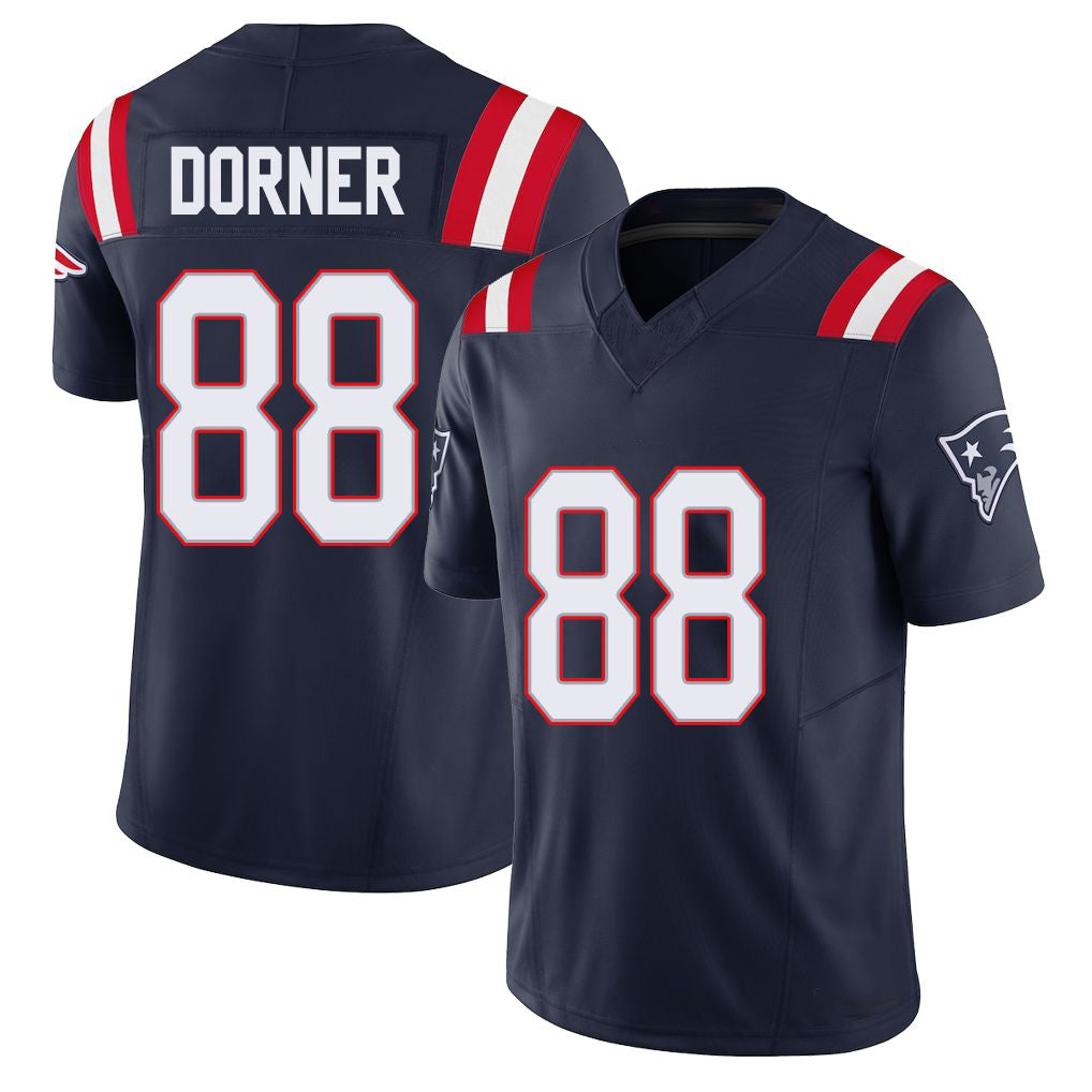 New England #88 Dorner Player Football V Neck Short Sleeve Navy Jersey Cameron For Men Youth Women Gift