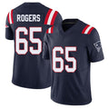 New England #65 Rogers Player Football V Neck Short Sleeve Navy Jersey Casey For Men Youth Women Gift