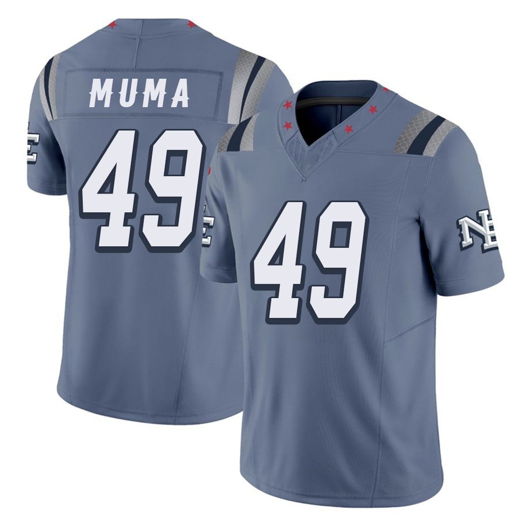 New England #49 Muma Player Football V Neck Short Sleeve Blue Jersey Chad For Men Youth Women Gift