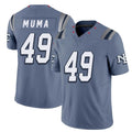 New England #49 Muma Player Football V Neck Short Sleeve Blue Jersey Chad For Men Youth Women Gift