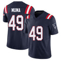 New England #49 Muma Player Football V Neck Short Sleeve Navy Jersey Chad For Men Youth Women Gift