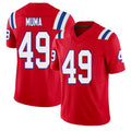 New England #49 Muma Player Football V Neck Short Sleeve Red Jersey Chad For Men Youth Women Gift