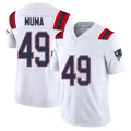 New England #49 Muma Player Football V Neck Short Sleeve White Jersey Chad For Men Youth Women Gift