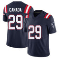New England #29 Canada Player Football V Neck Short Sleeve Navy Jersey Channing For Men Youth Women Gift