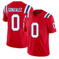 New England #0 Gonzalez Player Football V Neck Short Sleeve Red Jersey Christian For Men Youth Women Gift