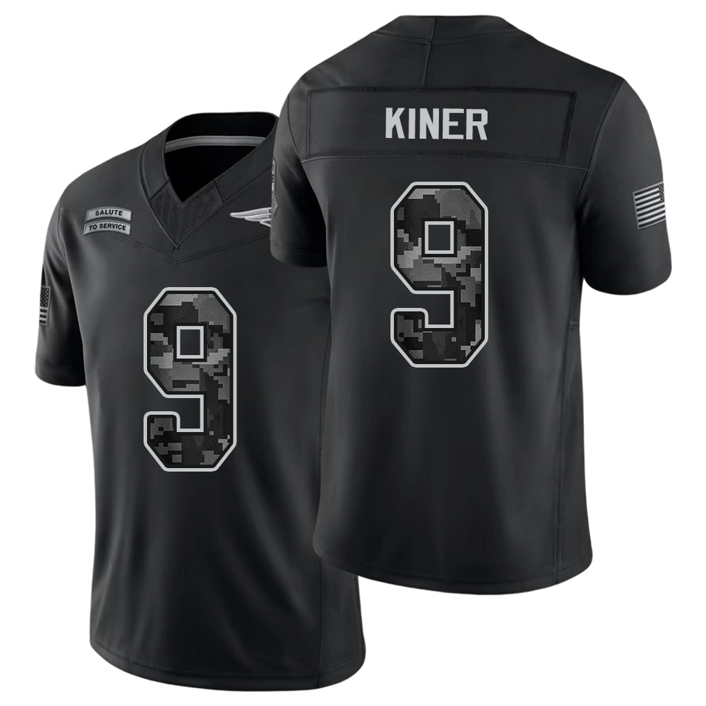 New England #9 Kiner Player Football V Neck Short Sleeve Black Jersey Corey For Men Youth Women Gift