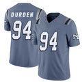 New England #94 Durden Player Football V Neck Short Sleeve Blue Jersey Cory For Men Youth Women Gift