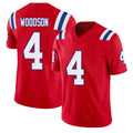 New England #4 Woodson Player Football V Neck Short Sleeve Red Jersey Craig For Men Youth Women Gift