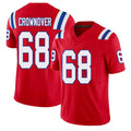 New England #68 Crownover Player Football V Neck Short Sleeve Red Jersey Dametrious For Men Youth Women Gift