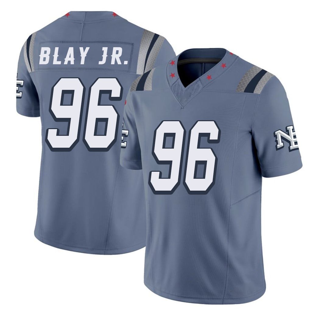 New England #96 Blay Jr. Player Football V Neck Short Sleeve Blue Jersey David For Men Youth Women Gift