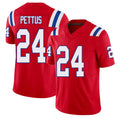 New England #24 Pettus Player Football V Neck Short Sleeve Red Jersey Dell For Men Youth Women Gift