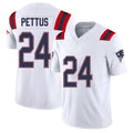 New England #24 Pettus Player Football V Neck Short Sleeve White Jersey Dell For Men Youth Women Gift