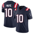 New England #10 Maye Player Football V Neck Short Sleeve Navy Jersey Drake For Men Youth Women Gift