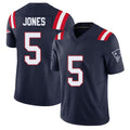 New England #5 Jones Player Football V Neck Short Sleeve Navy Jersey Dre'Mont For Men Youth Women Gift