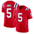 New England #5 Jones Player Football V Neck Short Sleeve Red Jersey Dre'Mont For Men Youth Women Gift