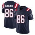 New England #86 Chism III Player Football V Neck Short Sleeve Navy Jersey Efton For Men Youth Women Gift