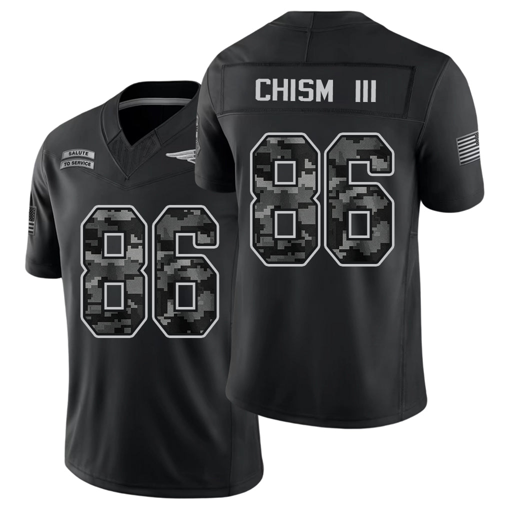 New England #86 Chism III Player Football V Neck Short Sleeve Black Jersey Efton For Men Youth Women Gift