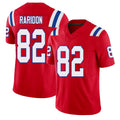 New England #82 Raridon Player Football V Neck Short Sleeve Red Jersey Eli For Men Youth Women Gift