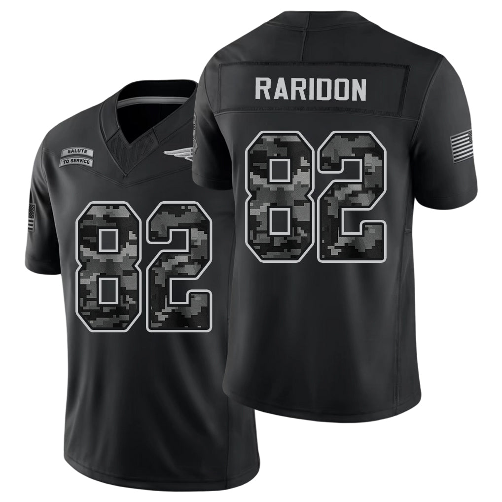 New England #82 Raridon Player Football V Neck Short Sleeve Black Jersey Eli For Men Youth Women Gift