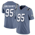 New England #95 Gregory Player Football V Neck Short Sleeve Blue Jersey Eric For Men Youth Women Gift