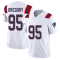 New England #95 Gregory Player Football V Neck Short Sleeve White Jersey Eric For Men Youth Women Gift