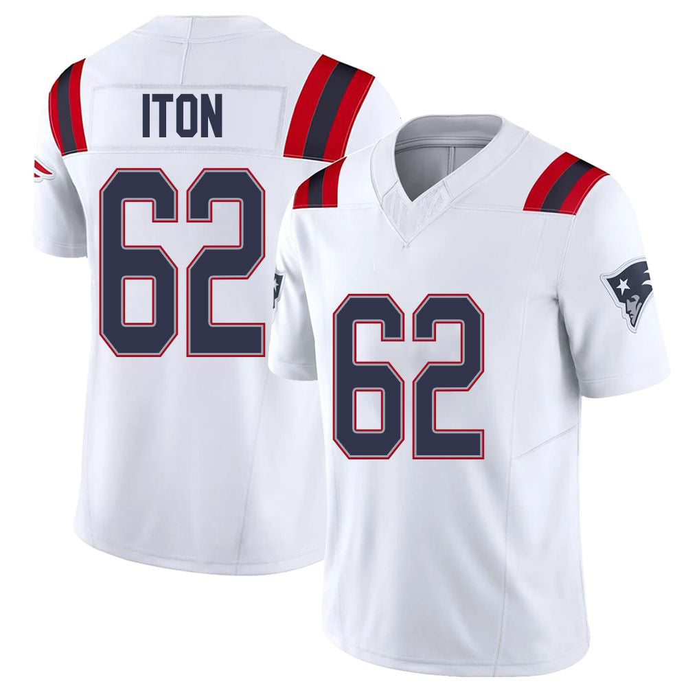 New England #62 Iton Player Football V Neck Short Sleeve White Jersey Isaiah For Men Youth Women Gift
