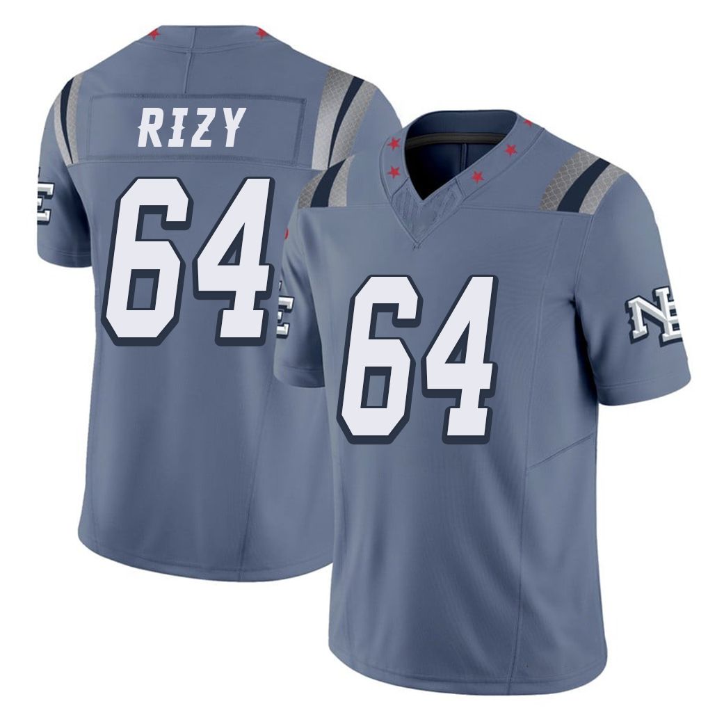 New England #64 Rizy Player Football V Neck Short Sleeve Blue Jersey Jacob For Men Youth Women Gift