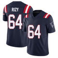 New England #64 Rizy Player Football V Neck Short Sleeve Navy Jersey Jacob For Men Youth Women Gift
