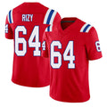 New England #64 Rizy Player Football V Neck Short Sleeve Red Jersey Jacob For Men Youth Women Gift