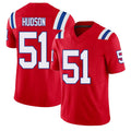 New England #51 Hudson Player Football V Neck Short Sleeve Red Jersey James For Men Youth Women Gift