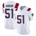 New England #51 Hudson Player Football V Neck Short Sleeve White Jersey James For Men Youth Women Gift