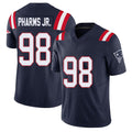 New England #98 Pharms Jr. Player Football V Neck Short Sleeve Navy Jersey Jeremiah For Men Youth Women Gift