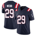 New England #29 Webb Player Football V Neck Short Sleeve Navy Jersey Jeremiah For Men Youth Women Gift