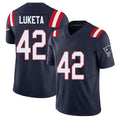 New England #42 Luketa Player Football V Neck Short Sleeve Navy Jersey Jesse For Men Youth Women Gift